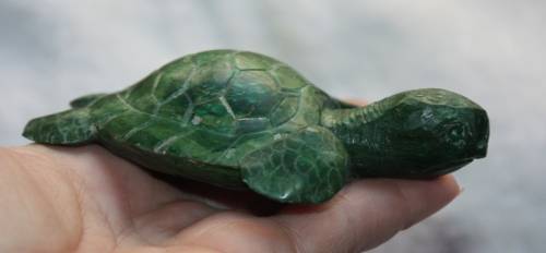 HAND CARVED STONE TURTLE  GREEN STONE MALACHITE