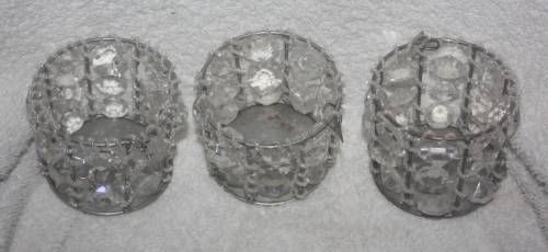 THREE SPARKLE TEA LIGHT CANDLE HOLDERS