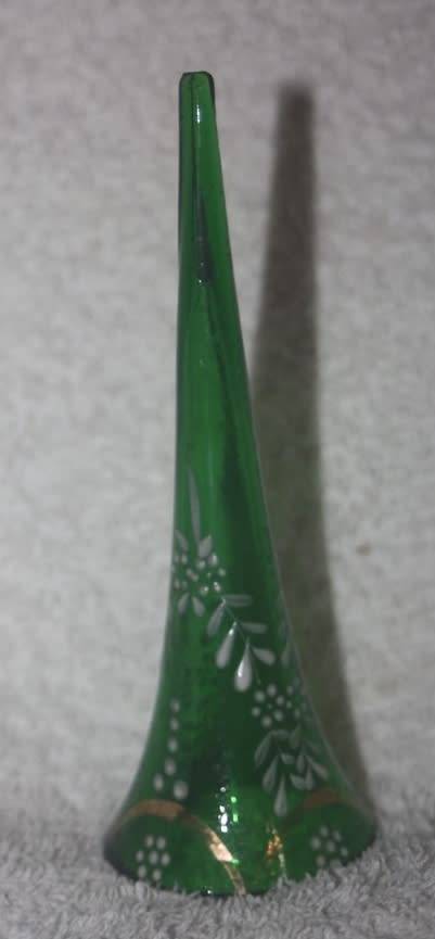GREEN BOHEMIAN GLASS FLUTE SHAPED ITEM PERFECT AS A CANDLE SNUFFER