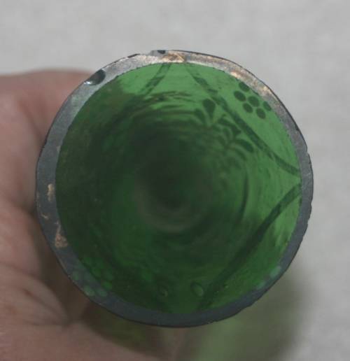 GREEN BOHEMIAN GLASS FLUTE SHAPED ITEM PERFECT AS A CANDLE SNUFFER