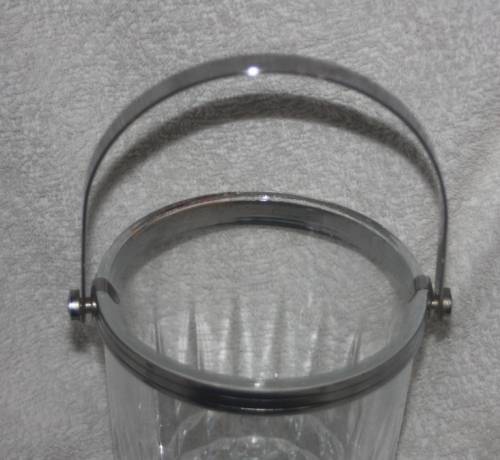 LOVELY  GLASS CRISTAL d,ARQUCS  ICE BUCKET  FREE TONGS MAKERS STAMP UNDERNEATH