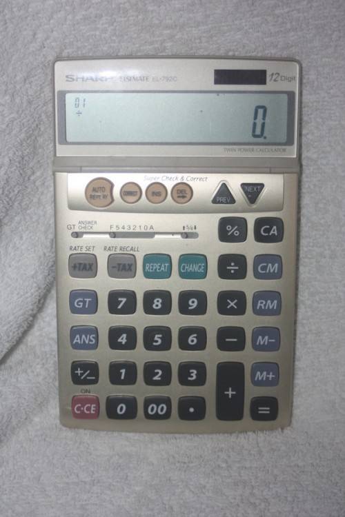 SHARP ELSI MATE EL-792 C TWIN POWER CALCULATOR 12 DIGIT