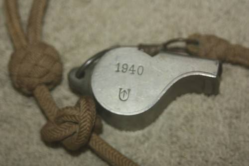 THE ACME THUNDERER MILITARY WHISTLE WITH LANYARD STAMPED 1940 SEE PHOTOS MADE BY J HUDSON & CO BIRMI