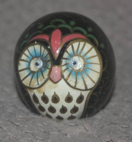 HAND PAINTED POTTERY OWL WITH MOVING EYES