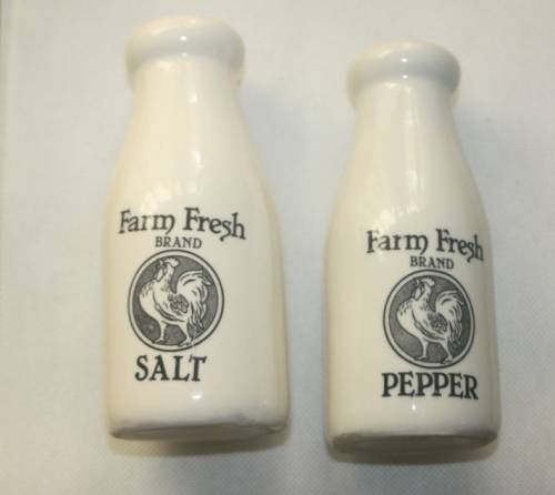 FUN MILK BOTTLE SHAPED FARM FRESH SALT AND PEPPER SET LARGE