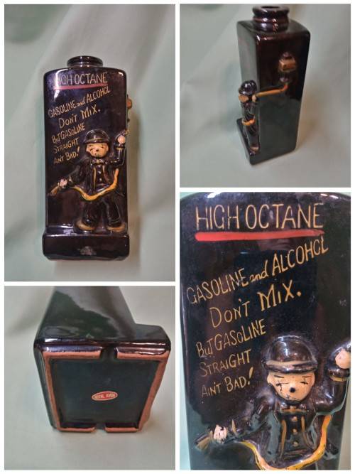 Royal avon PETROL ATTENDANT DECANTER WITH HUMEROUS SAYING  NO CORK