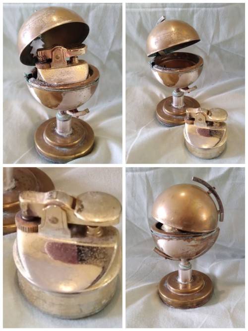 Table lighter in the shape of a globe vintage nice collectible condition fair