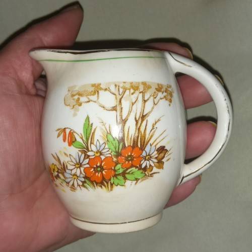 Small milk/creamer jug made in England. Vintage. Botanical details pretty thing