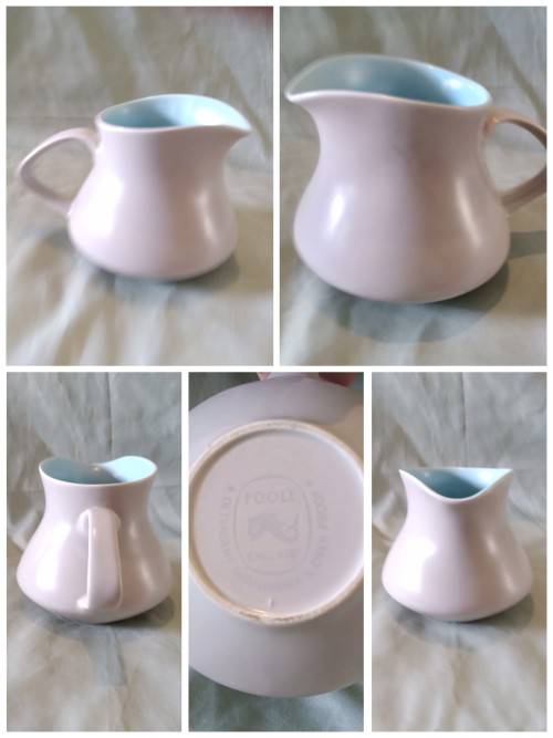 Poole Pottery Twintone Sky Blue and Dove Grey Contour Milk Jug
