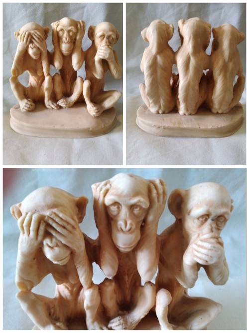 Three monkeys see No Evil Hear No Evil Speak No Evil resin figurine