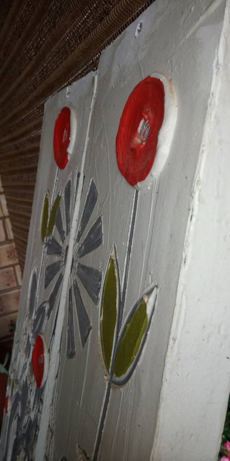 Donkey windmill and poppy flowers split frame artwork perfect for a patio