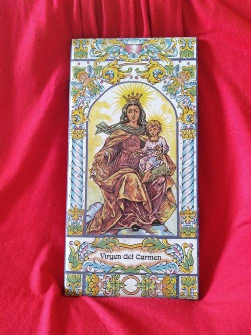 Virgen del Carmen religious icon tile
