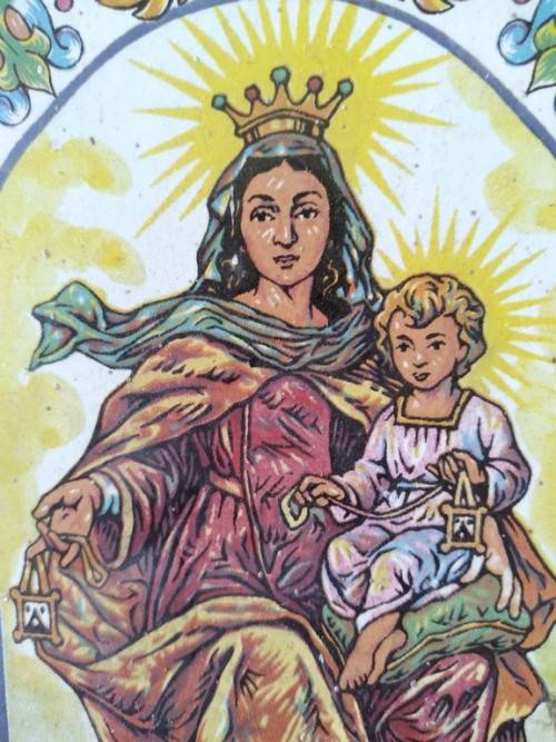 Virgen del Carmen religious icon tile