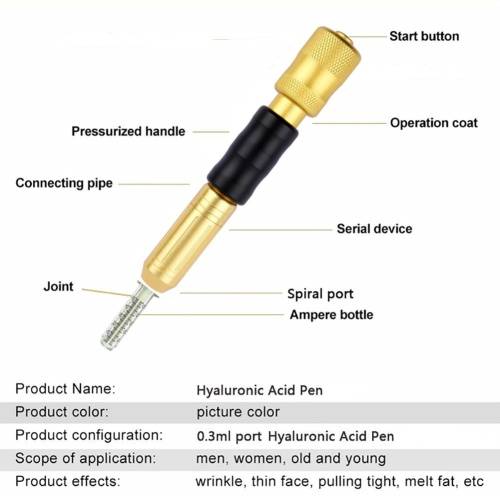Hyaluron dermal pen/gun no needle face skin filler 0.3ml+8 joint+hyaluronic acid 10 vials anti-aging
