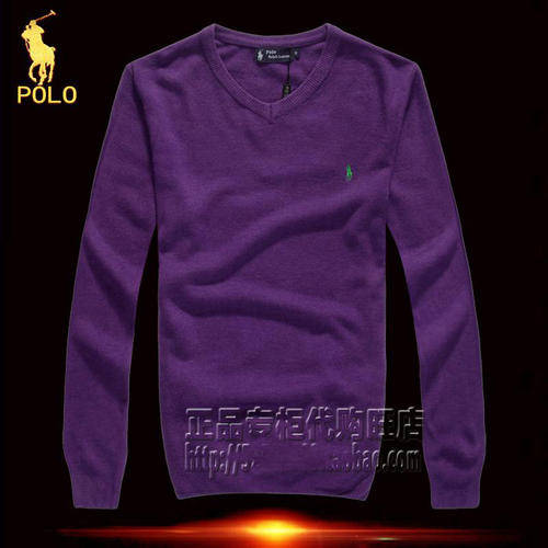 POLO Woolen sweater V-neck knitwear knitted knitting long sleeve shirt orange purple mens