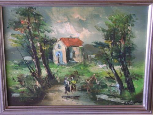 STUNNING FRAMED ORIGINAL PAINTING - OIL ON BOARD(ARTIST UNKNOWN - PLEASE SEE PICTURES FOR SIGNATURE)
