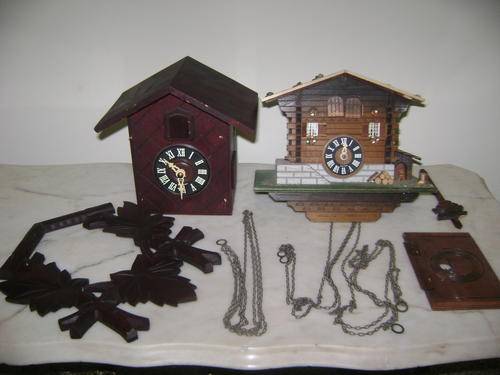 2 x INCOMPLETE CUCKOO CLOCKS FOR SALE (FOR PARTS) - PLEASE STUDY PHOTOS FOR MORE INFORMATION