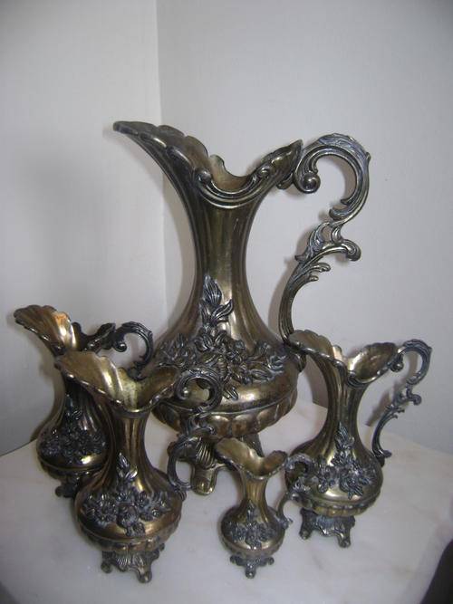 COLLECTION OF 5 VINTAGE ITALIAN BRASS PITCHERS - SOLD TOGETHER AS ONE LOT