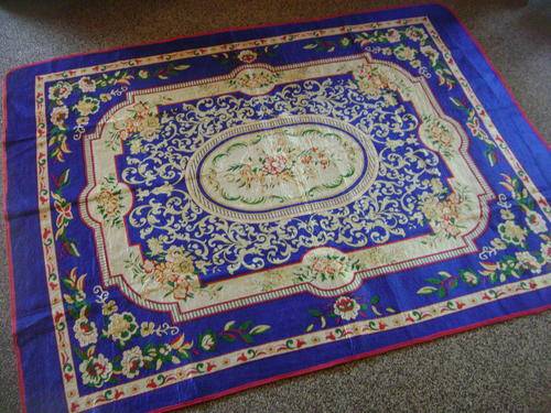 LARGE VINTAGE DOUBLE-SIDED BED COVER/THROW (CRUSHED VELVET FRONT) - LOVELY!!!