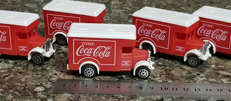 6 x Vintage Coca-Cola Spanish Toy Trucks (sold together as one lot)