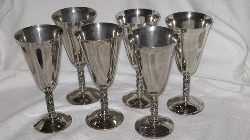 Six silver plated wine goblets in perfect condition - stunning
