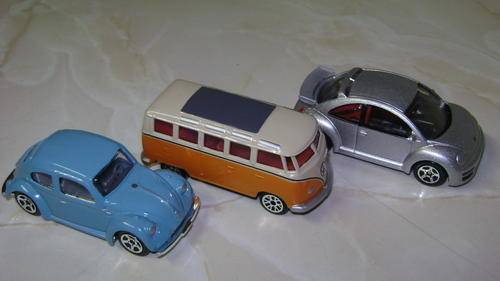 VW toy cars - Microbus, Classic Beetle and Modern Beetle - New
