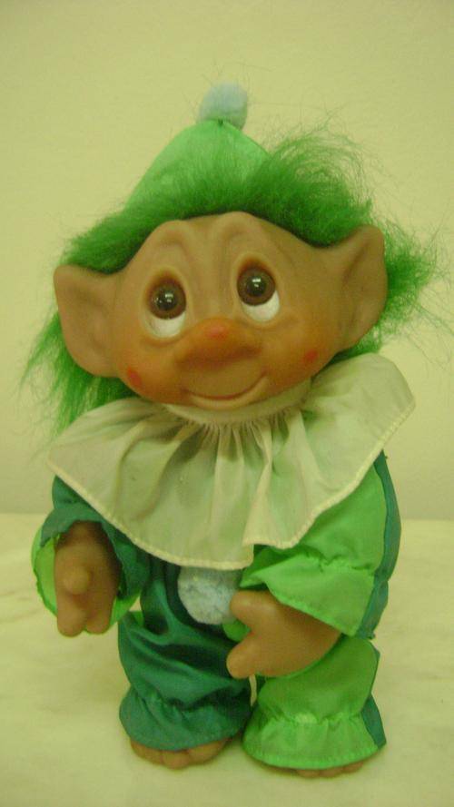 Large  Vintage Troll (Thomas Dam Denmark 1977) in original outfit - just look at his pretty face!!!!