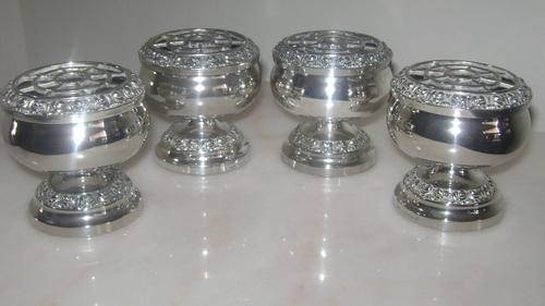 4 x SILVER PLATED POTPOURRI CONTAINERS
