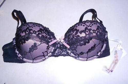 Pink & Black Playboy Bra (Size: 34B