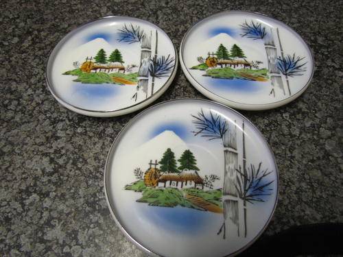 ANTIQUE - THREE FINE CHINA MADE IN JAPAN BY JH SAUCERS FROM 1950!!