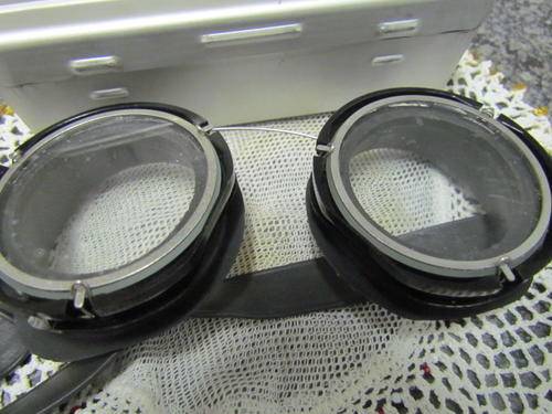 Vintage pilot goggles motorcycle steampunk WW2? glasses  military w/CASE!!