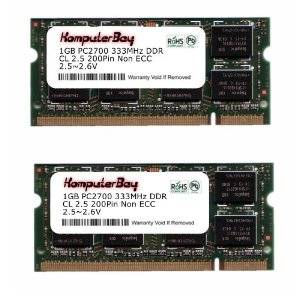 KOMPUTERBAY 2GB (2x1GB) DDR SODIMM (200 pin) 333Mhz (DDR1) PC2700 LAPTOP RAM: Brand New (Sealed)
