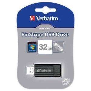 Verbatim 32GB PinStripe Store'n'Go USB Drive (USB Memory Stick): Brand New (Sealed) Limited Offer