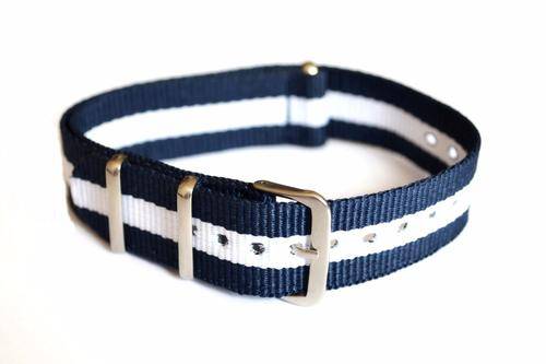 18mm Dark Blue Navy White Military Nylon Sport Watch Strap Band Wristwatch