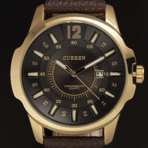 mens sports watch with nice leather strap