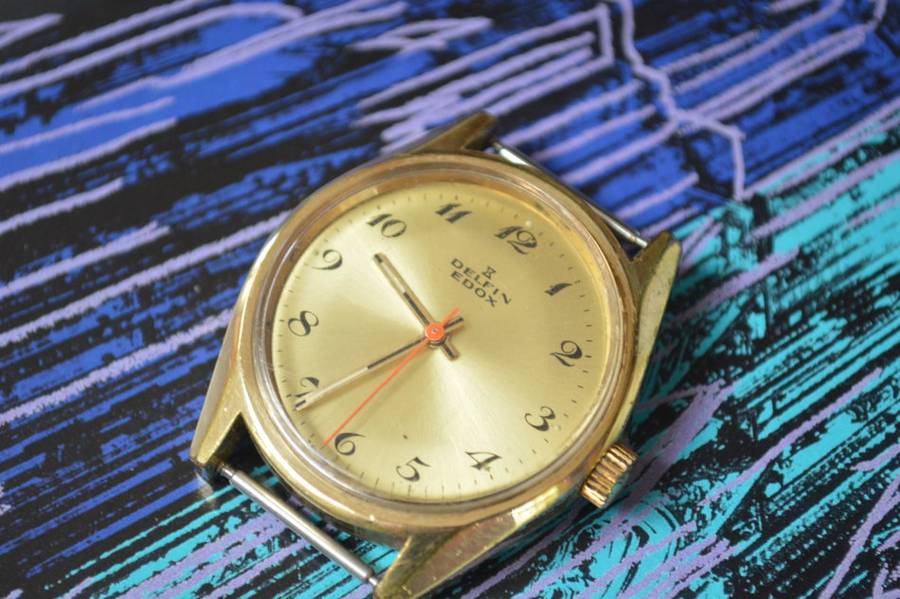 Vintage Delfin Edox Swiss mens watch