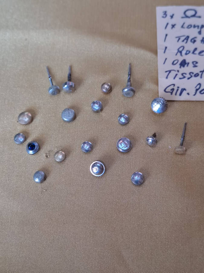 Various watch crowns omega, longines, Tag, rolex oyster, tissor oris etc as per tag