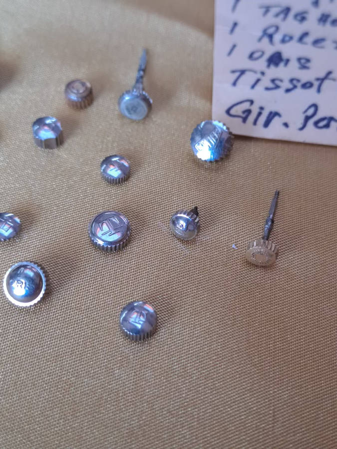 Various watch crowns omega, longines, Tag, rolex oyster, tissor oris etc as per tag