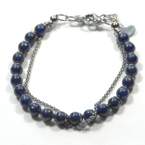 Atenea handmade Natural Lapis Lazul friendship bracelet with stainless steel chain
