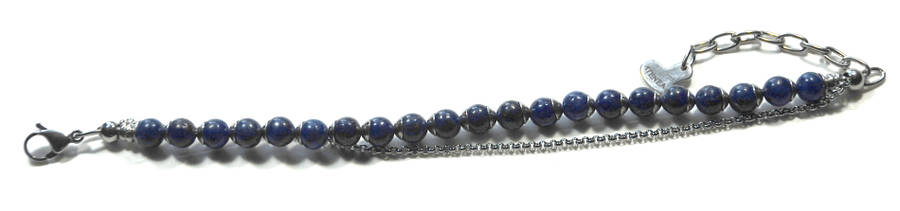 Atenea handmade Natural Lapis Lazul friendship bracelet with stainless steel chain