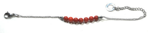 Atenea handmade Natural Red Coral bracelet with stainless steel chain & clasp