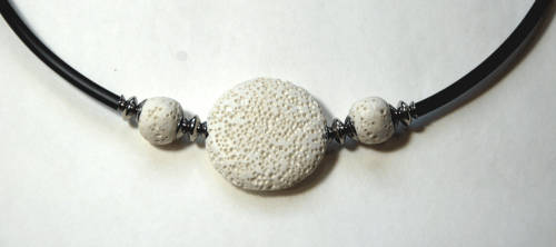 Atenea handmade Black silicon & white lava coin choker necklace