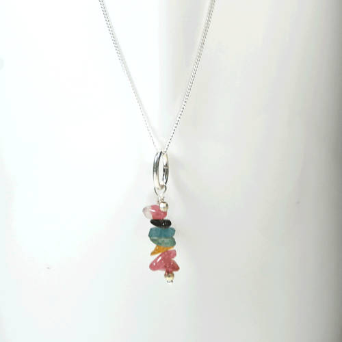 Atenea 925 Add a Dangle Tourmaline chips pendant on 925 sterling silver