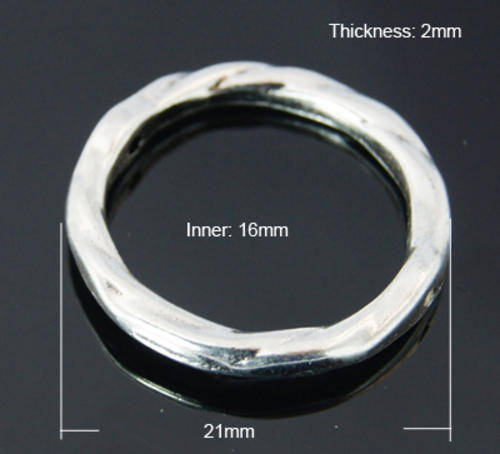 Alloy bead frame, Donut, antique silver, 2 holes, 21mm, bulk price available