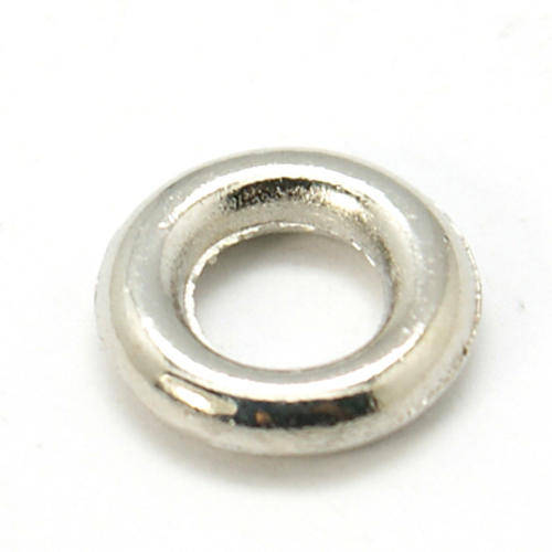 Alloy spacer bead, rondelle, silver colour, 8.5x2mm, hole 4mm, sold per 10