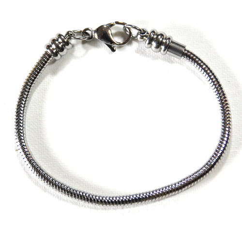 Stainless steel snake chain European bracelet, 19cm length, 3mm thick