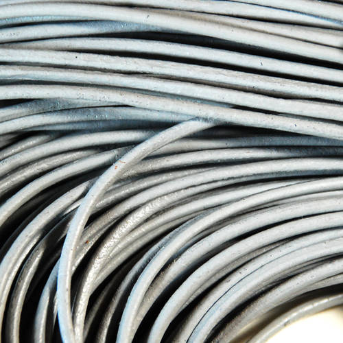 Cowhide Leather Cord, Leather Jewelry Cord, Light grey, Size: about 2mm in diameter, sold per meter