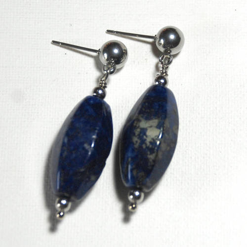 Atenea handmade Natural Lapis Lazuli earrings with stainless steel studs
