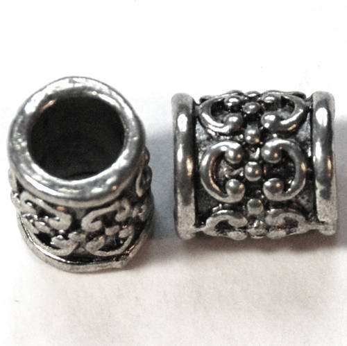Alloy European Beads, Tube, antique silver, 12x11mm, hole approx 7mm