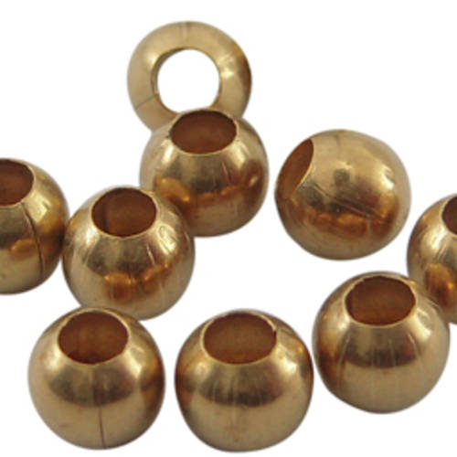 Brass Finding Beads, Seamless Round Beads, Unplated, Size: 4mm in diameter, hole: 1.8m, sold per 50